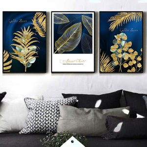 Bộ 3 tranh lá vàng nghệ thuật CV03285