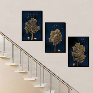 Bộ 3 tranh cây lá vàng CV03286