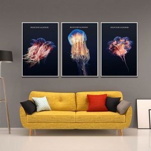 Bộ 3 tranh sứa biển nghệ thuật CV03292