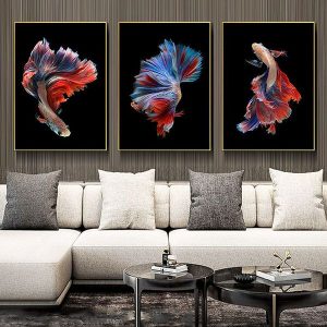 Bộ 3 tranh cá nghệ thuật màu sắc CV03293