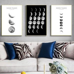 Bộ 3 tranh mặt trăng đơn sắc CV03304