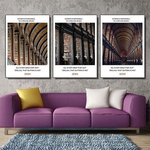 Bộ 3 tranh thư viện sách khổng lồ CV03305