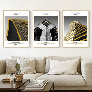 Bộ 3 tranh kiến trúc cao tầng đơn sắc CV03309