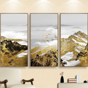 Bộ 3 tranh thiên nhiên và đàn chim vàng CV03312