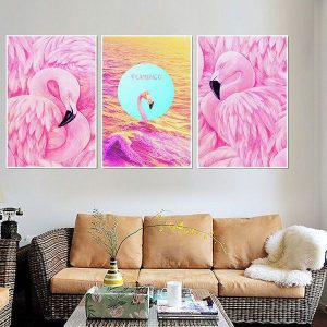 Bộ 3 tranh chim hồng hạc và mặt trăng CV03314