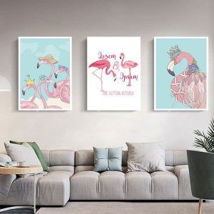 Bộ 3 tranh chim hồng hạc hoàng gia CV03315