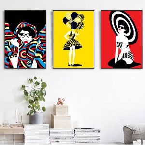 Bộ 3 tranh vẽ cô gái nghệ thuật CV03321