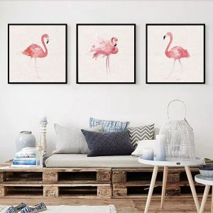 Bộ 3 tranh vẽ chim hồng hạc CV03357