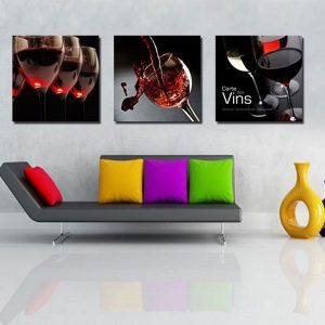 Bộ 3 tranh ly rượu vang đỏ CV03372