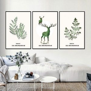 Bộ 3 tranh hươu và lá xanh CV03384