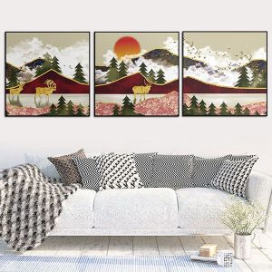 Bộ 3 tranh trừu tượng động vật và thiên nhiên CV03385