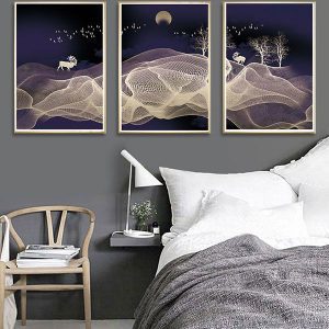 Bộ 3 tranh động vật dưới ánh trăng CV03392