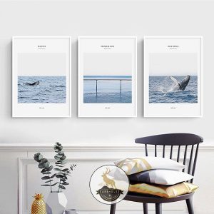 Bộ 3 tranh cá heo và biển cả CV03432
