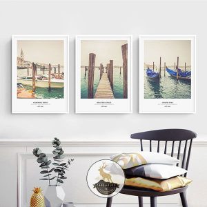 Bộ 3 tranh thuyền trên biển CV03437