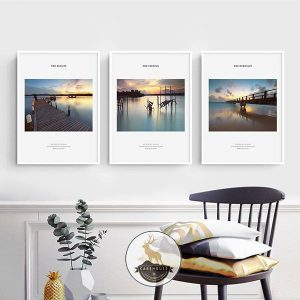 Bộ 3 tranh biển bình minh CV03438