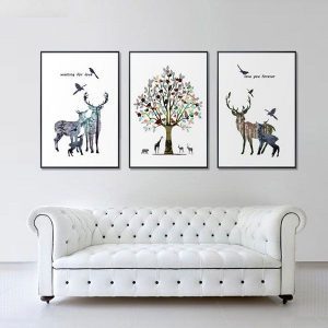 Bộ 3 tranh trừu tượng thiên nhiên động vật bóng mờ CV03462