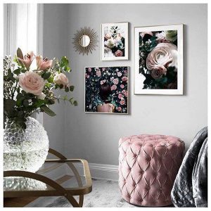 Bộ 3 tranh cô gái trong bụi hoa hồng CV03465