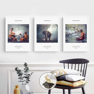 Bộ 3 tranh những cậu bé sư thầy CV03468