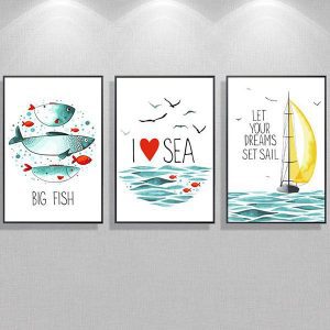 Bộ 3 tranh tôi yêu biển CV03470