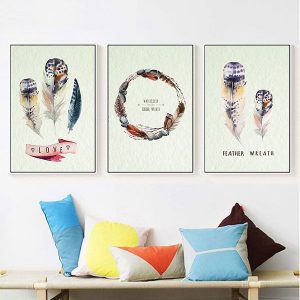 Bộ 3 tranh lông chim và chữ nghệ thuật CV03477