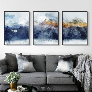 Bộ 3 tranh ghép trừu tượng núi xanh CV03478