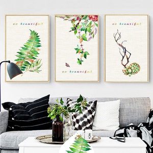 Bộ 3 tranh hoa và lá xanh CV03483