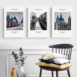 Bộ 3 tranh lâu đài mái xanh CV03485