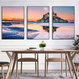 Bộ 3 tranh ghép thành phố nhỏ trên biển CV03486