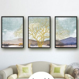 Bộ 3 tranh ghép cây vàng CV03488