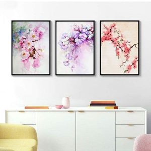 Bộ 3 tranh hoa tím CV03494