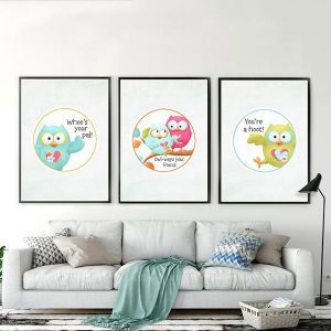 Bộ 3 tranh vẽ chim cú mèo nghộ nghĩnh CV03504