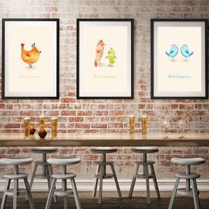 Bộ 3 tranh vẽ chim ngộ nghĩnh CV03505