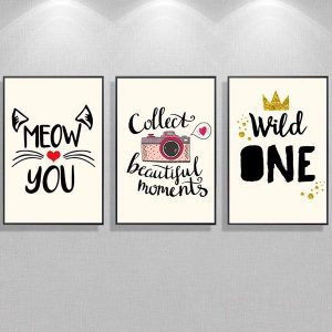 Bộ 3 tranh chữ và hình ảnh dễ thương CV03507