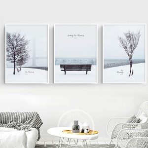 Bộ 3 tranh tuyết trắng mùa đông CV03522