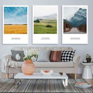 Bộ 3 tranh con đường và cánh đồng vàng CV03524