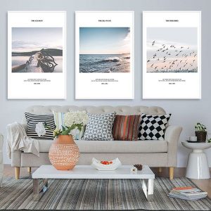 Bộ 3 tranh đàn chim và biển xanh CV03526
