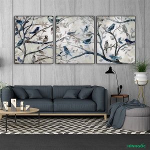 Bộ 3 tranh ghép đàn chim xanh CV03537