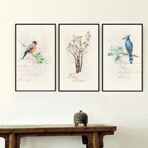 Bộ 3 tranh hoa hồng và chim hỷ tước CV03544