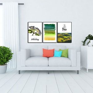 Bộ 3 tranh núi rừng và hoa cỏ CV03554