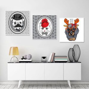 Bộ 3 tranh vẽ động vật quý tộc CV03565