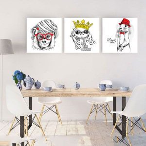 Bộ 3 tranh vẽ động vật phong cách hiện đại CV03566