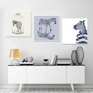 Bộ 3 tranh trừu tượng ngựa vằn đen trắng CV03573