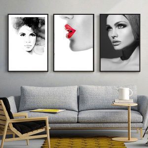 Bộ 3 tranh cô gái nghệ thuật đen trắng CV03578