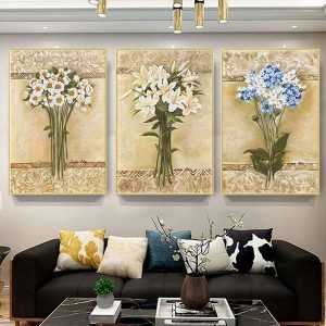 Bộ 3 tranh cổ điển bó hoa CV03580