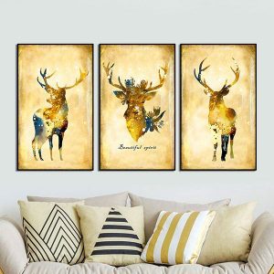 Bộ 3 tranh trừu tượng hươu nâu CV03592