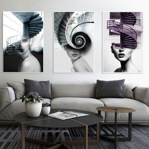 Bộ 3 tranh cô gái nghệ thuật hiện đại CV03597