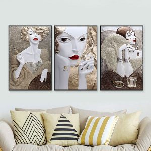 Bộ 3 tranh nghệ thuật 3D cô gái đương đại CV03611