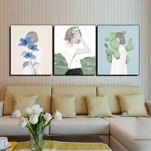 Bộ 3 tranh cô gái xương rồng CV03614