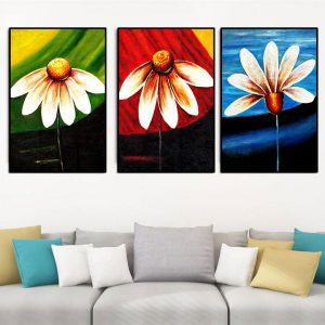 Bộ 3 tranh hoa cúc trắng CV03621