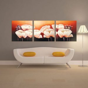 Bộ 3 tranh ghép hoa Poppy trắng CV03629